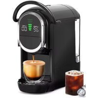 Cafetière 4 en 1 à capsules 19 bar, 1450W expresso cappuccino chaud/froid Dolce Gusto Nespresso café moulu machine multifonction