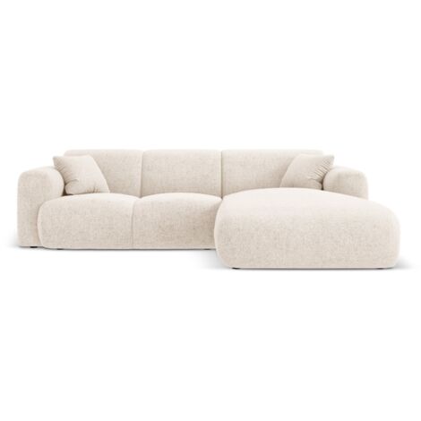 Canapé d'angle droit 4 places en chenille beige clair (1/5)