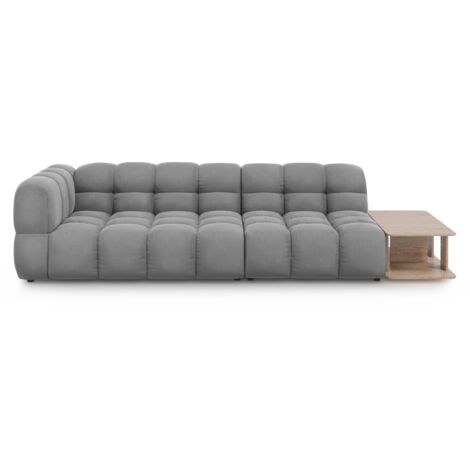 Canapé modulable droit 4 places en velours gris clair (1/5)