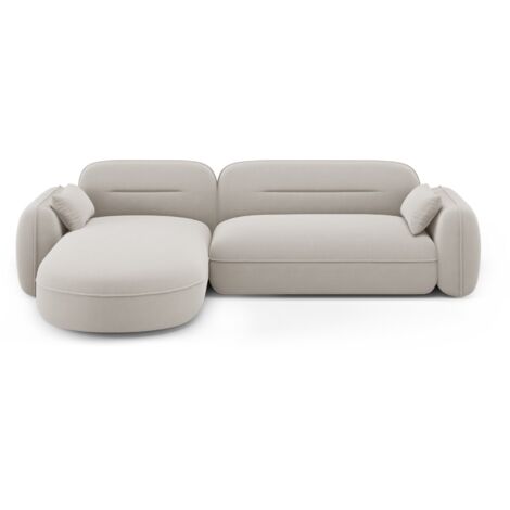 Canapé d'angle gauche modulable 4 places en velours beige clair (1/5)