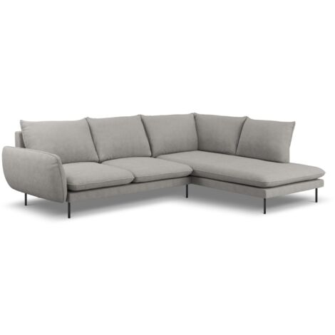 Canapé d'angle droit 6 places en tissu structurel gris clair (1/5)