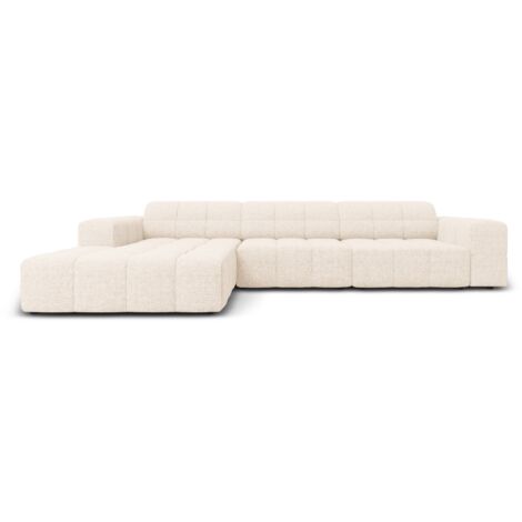 Canapé d'angle gauche 4 places en chenille beige clair (1/5)