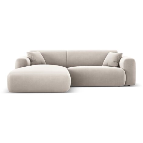Canapé d'angle gauche 4 places en velours beige clair (1/5)
