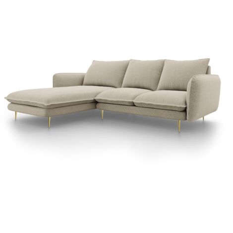 Canapé d'angle gauche 5 places en tissu structurel beige (1/5)