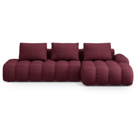 Canapé-lit d'angle droit + box 3 places tissu structurel bordeaux (1/5)