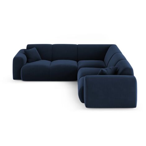 Canapé d'angle 5 places en velours bleu roi (1/5)