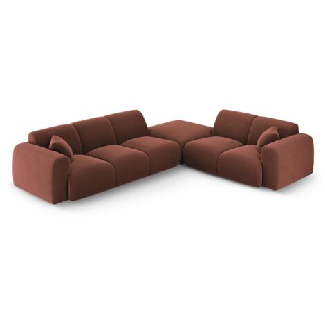 Canapé d'angle droit 4 places en velours cuir (1/5)