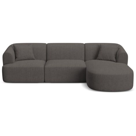 Canapé d'angle droit modulable 4 places en tissu structurel gris (1/5)