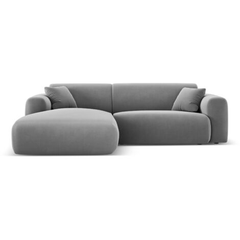 Canapé d'angle gauche 4 places en velours gris clair (1/5)