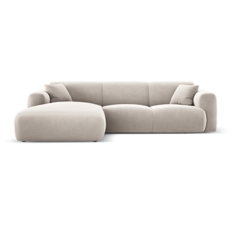 Canapé d'angle gauche 4 places en velours beige clair (1/5)