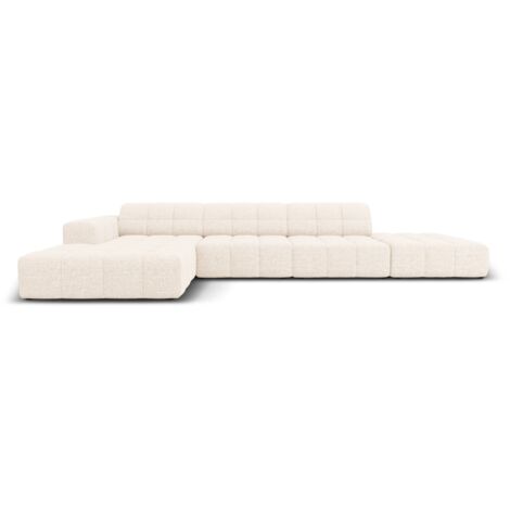 Canapé d'angle gauche 5 places en chenille beige clair (1/5)
