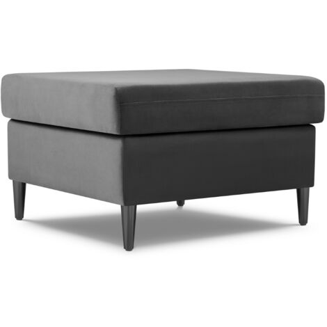 Pouf en velours gris clair (1/4)