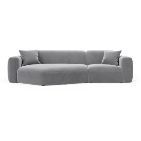 Canapé d'angle gauche modulable 3 places en velours gris (1/4)
