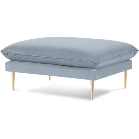 Pouf en velours bleu clair (1/4)