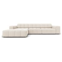 Canapé d'angle gauche 4 places en velours beige clair
