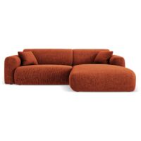 Canapé d'angle droit 4 places en chenille terracotta