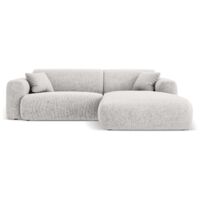 Canapé d'angle droit 4 places en chenille gris clair