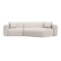 Canapé d'angle droit modulable 3 places en tissu structurel beige