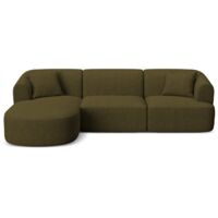 Canapé d'angle gauche modulable 4 places en tissu structurel vert