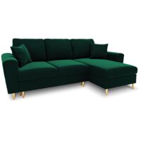 Canapé-lit d'angle + box 4 places en velours vert bouteille
