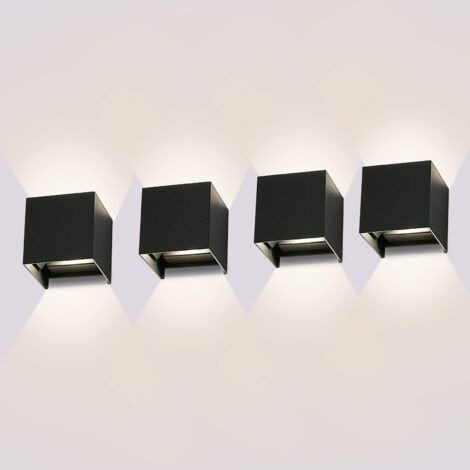 4 pièces appliques murales 12W Angle de faisceau réglable étanche IP65 éclairage mural extérieur naturel 4000K intérieur/extérieur applique murale