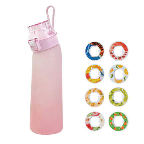 Bouteilles d'eau aromatisées aux fruits 700ml - Bouteilles de sport sans BPA avec 8 capsules aromatisées, gobelet innovant pour l'eau potable