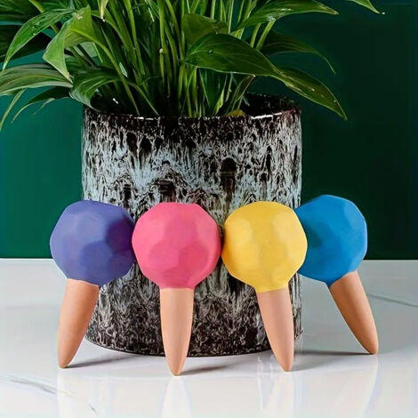 Lot de 4 goutteurs à billes polygonales, dispositif d'arrosage automatique à goutte lente, pour plantes en pot d'intérieur et d'extérieur (1/5)