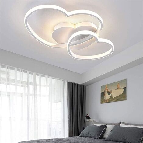 Plafonniers LED de chambre à coucher, plafonnier de pièce lustre en forme de coeur avec télécommande lustre de salon 3 couleurs à intensité variable