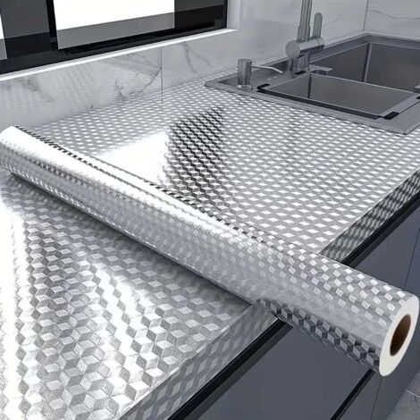 Lot de 4 rouleaux aluminium cuisine haute température – étanches, anti-huile, faciles à poser sur crédences et tiroirs, déco moderne, nettoyage rapide