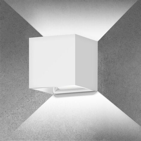 Appliques murales haut et bas extérieur/intérieur appliques murales LED IP65 lampes murales carrées en aluminium étanches 12W 6500K