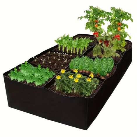 Lit de jardin surélevé en tissu à 8 grilles, jardinières pour plantes d'extérieur, jardinières surélevées respirantes, 120x60x30cm,57 gallons