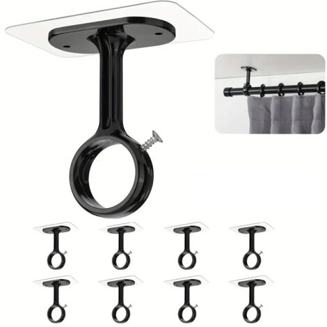 8 supports plafond autocollants pour tringle à rideau – sans perçage, adhérence forte, support pour tringle de placard, chambre ou salle de bain, installation rapide et sans dommage