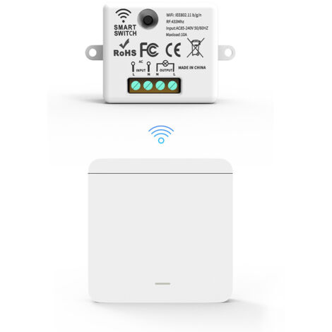 Interrupteur sans fil et kit de récepteur, interrupteur sans fil, unidirectionnel, sans Wi-Fi, AC85-265 V, 433,92 MHz Interrupteur d'éclairage