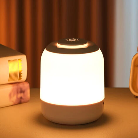 Lampe tactile veilleuse lampe de table lampe de chevet, 3 couleurs température et mémoire et intensité variable 2800K-4500K, blanc