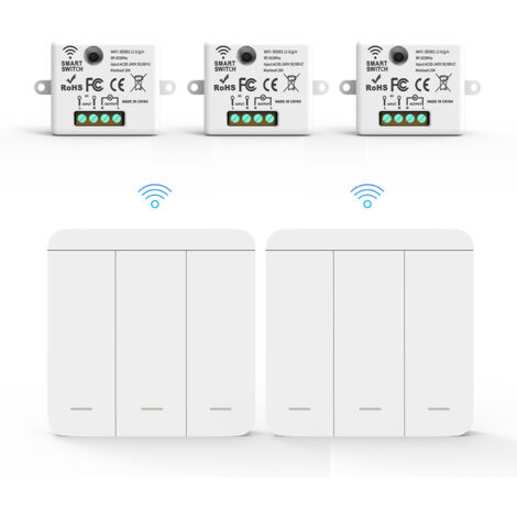Interrupteur mural intelligent 3 voies, bouton-poussoir, 433,92 MHz, interrupteur électrique domestique sans fil AC85-265 V, 10 A