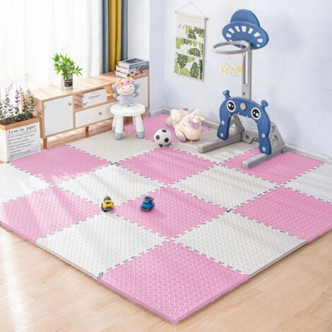 16 pcs de sol en mousse EVA pour enfants, tapis de puzzle, activités de chambre de bébé, 30 x 30 x 1 cm, 1,44 m², tapis d'entraînement, tapis de yoga