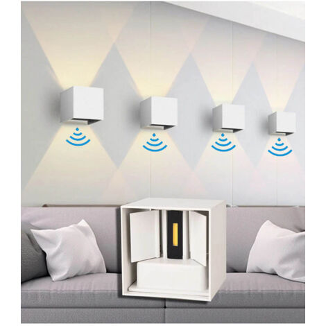 4Pcs Applique murale LED avec détecteur de mouvement, 12 W blanc chaud applique murale, applique murale d'extérieur étanche IP65 Lumière, Blanc