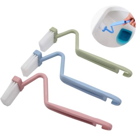 3PCS 20cm V Type Plastic Curved Toilet Brush Cleaning Toilet Corner Rim Couleur aléatoire (1/5)