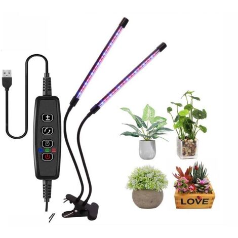 Lumière de Croissance LED pour Plantes d’Intérieur avec Clip Réglable, Spectre Complet Rouge Bleu Jaune, 3 Modes d’Éclairage, Minuterie Automatique, Intensité Dimmable, Idéal pour Fleurs, Légumes et H (1/5)