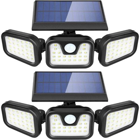 Lot de 2 appliques murales solaires d'extérieur, LED haute luminosité, lampes solaires sans fil avec détecteur de mouvement  étanchéité IP65 (1/5)