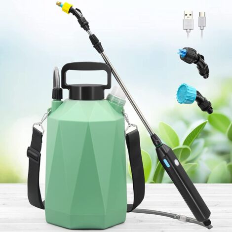 1.35 Gallon/5L Pulvérisateur de jardin électrique avec poignée USB rechargeable, pulvérisateur de mauvaises herbes avec 3 Buses de pulvérisation (1/5)