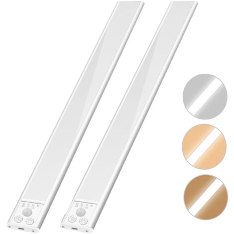Lot de 2 lampes magnétiques sous-comptoir, 3 températures de couleur et intensité réglable, détecteur de mouvement, rechargeable, 40 cm (1/5)