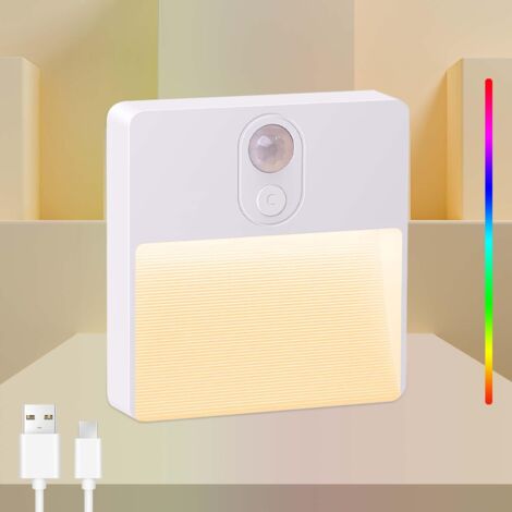 Artrastar Veilleuse LED avec détecteur de mouvement, éclairage d'escalier LED rechargeable par USB, lampe de nuit RVB pour couloir, chambre à coucher (1/5)