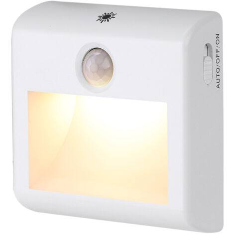 Veilleuse LED avec détecteur de mouvement, lot de 2, 3 modes (marche/arrêt/automatique) et luminosité réglable pour chambre, couloir, cuisine (1/5)