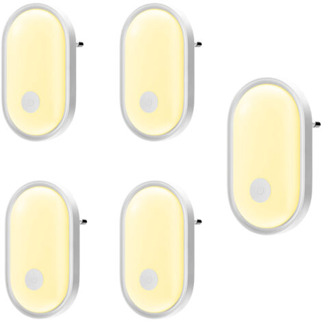 Veilleuse LED 6 pièces avec commande tactile, veilleuse avec capteur crépusculaire et luminosité réglable, veilleuse pour chambre de bébé, couloir (1/5)