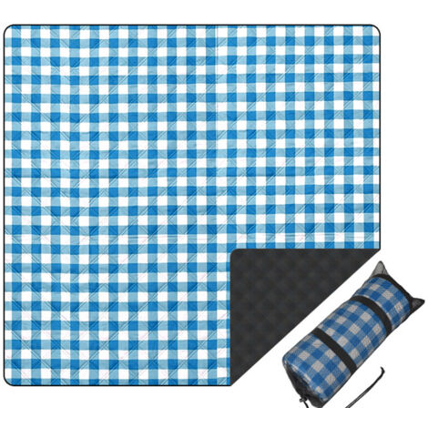 Tapis d'extérieur extra large et imperméable, couverture de pique-nique pliable, tapis portable pour les sorties printanières, idéal pour les parcs et les pelouses (bleu, 200 x 200 cm) (1/5)