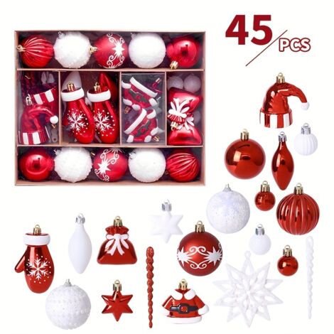 Lot de 45 boules de Noël décoratives pour sapin de Noël, pendentifs à suspendre, décoration de Noël pour la maison, cadeau du Nouvel An (1/5)