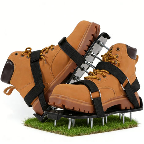1 Paire Chaussures Aérateur de Pelouse avec Pointes Métal, Sandales d’Aération Sol Jardin, Sangles Réglables Antidérapantes, Outil Entretien Gazon (1/5)