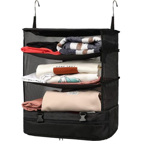 Cubes d'emballage suspendus étagères de placard portables organisateur de vêtements de Compression pliable de voyage pour valise à bagages à main (1/5)