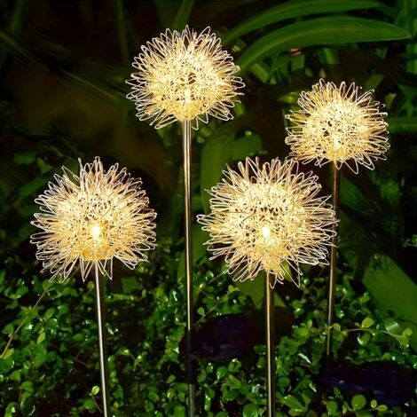 Le jardin solaire de pissenlit de 4 paquets allume les lumières extérieures imperméables de paysage de LED, lumières solaires de fleur, 77x10 cm (1/5)